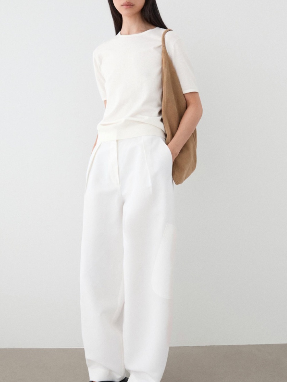 Massimo Dutti NWT white pleated wide leg trousers 5070/370